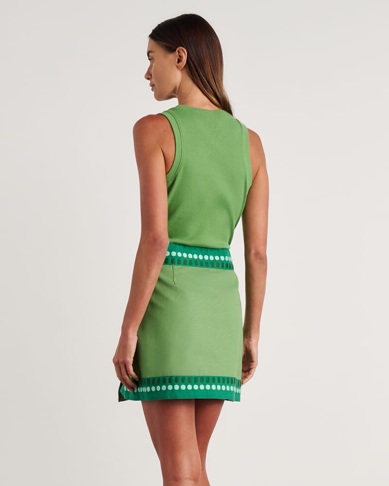 Canvas Mixed Media Dress in GREEN MULTI