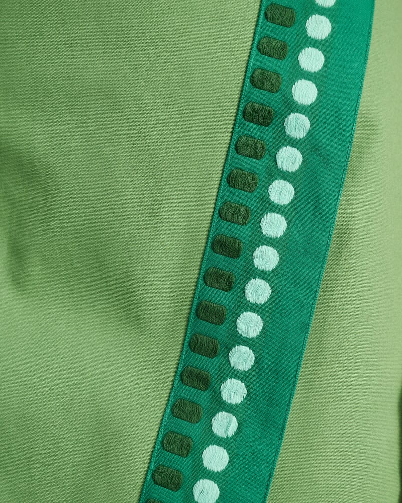 Canvas Mixed Media Dress in GREEN MULTI