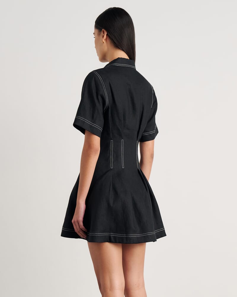 Bella Linen Dress in BLACK