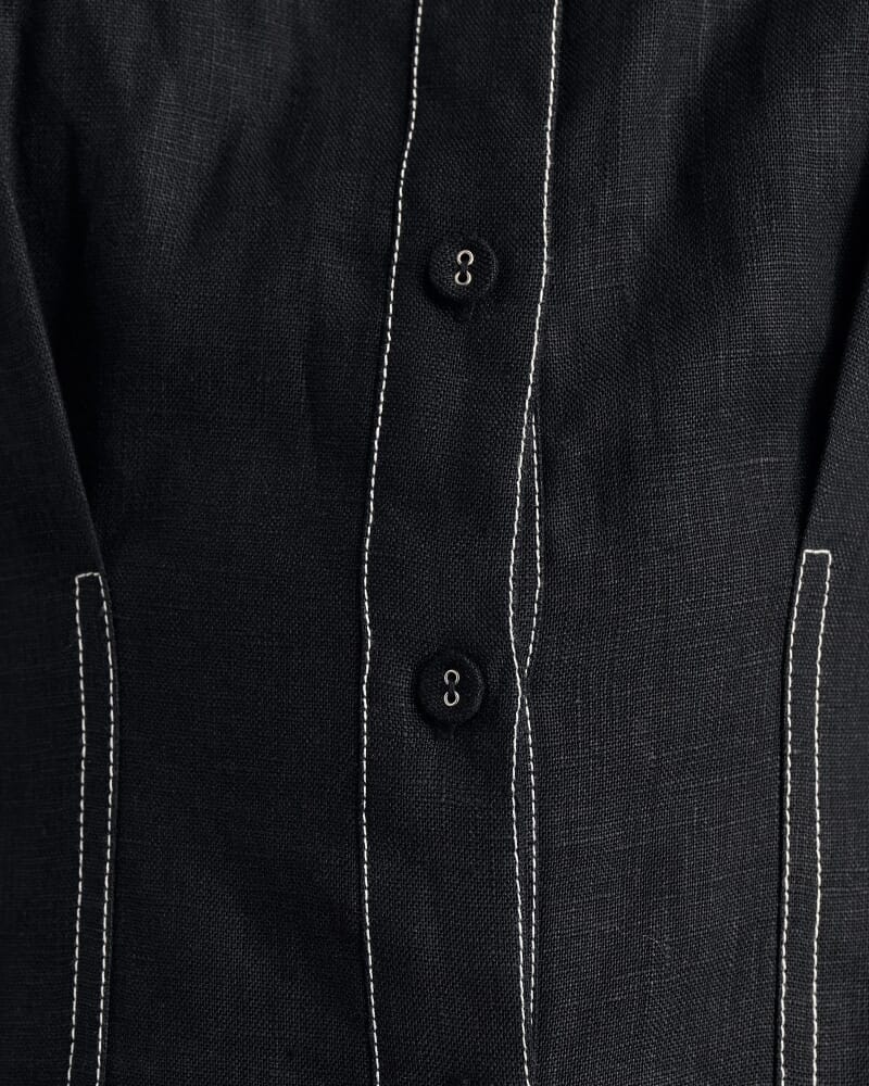 Bella Linen Dress in BLACK