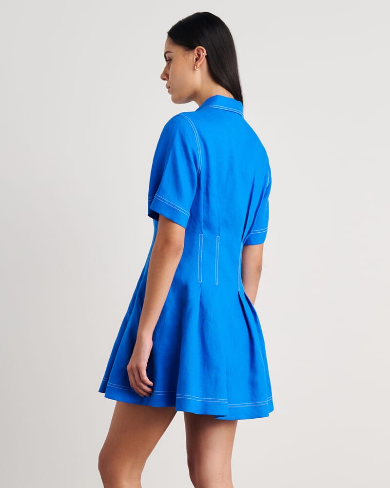 Bella Linen Dress in BRIGHT BLUE