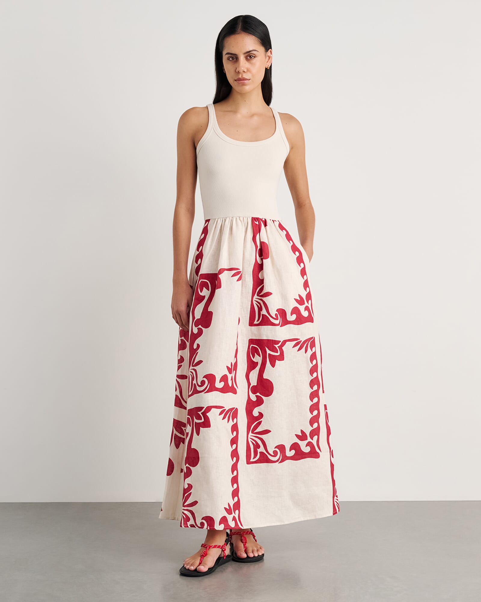 Wave Mixed Media Dress