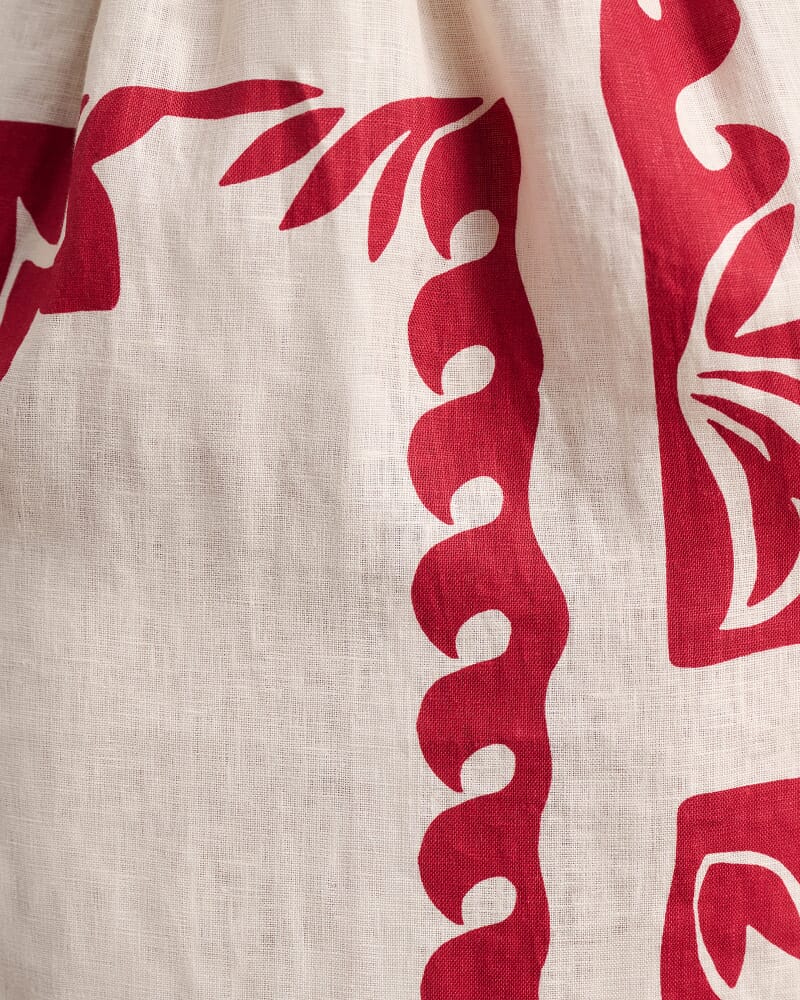 Wave Mixed Media Dress in RED MULTI