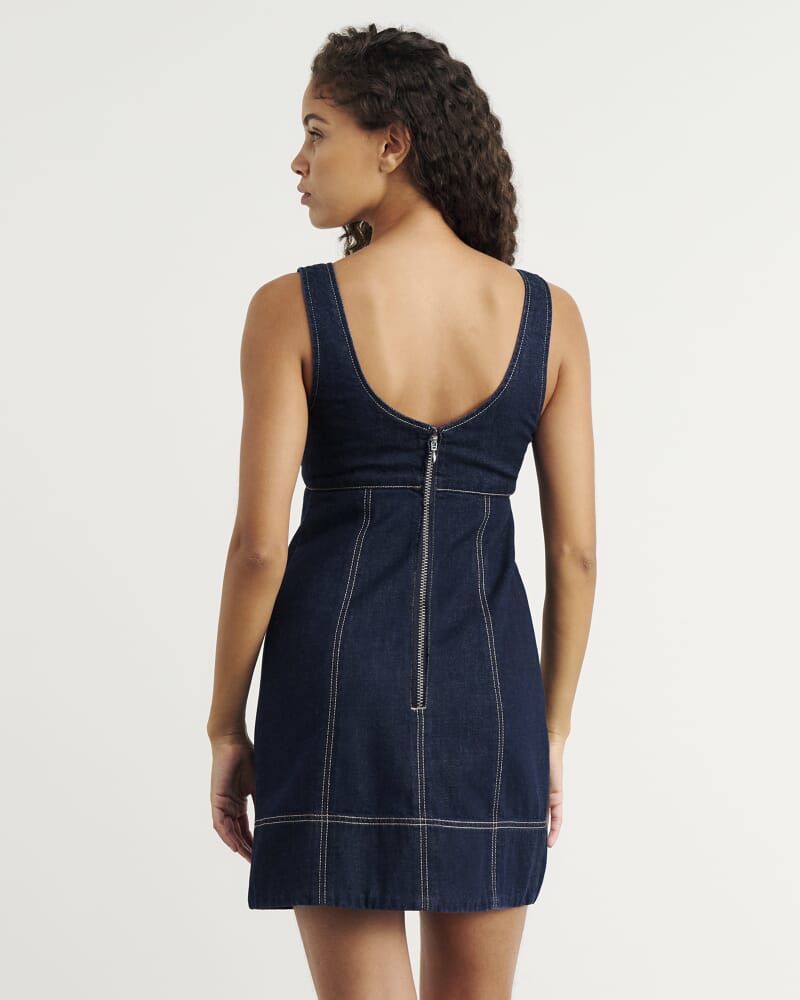 Daphne Denim Mini Dress in RAW WASH