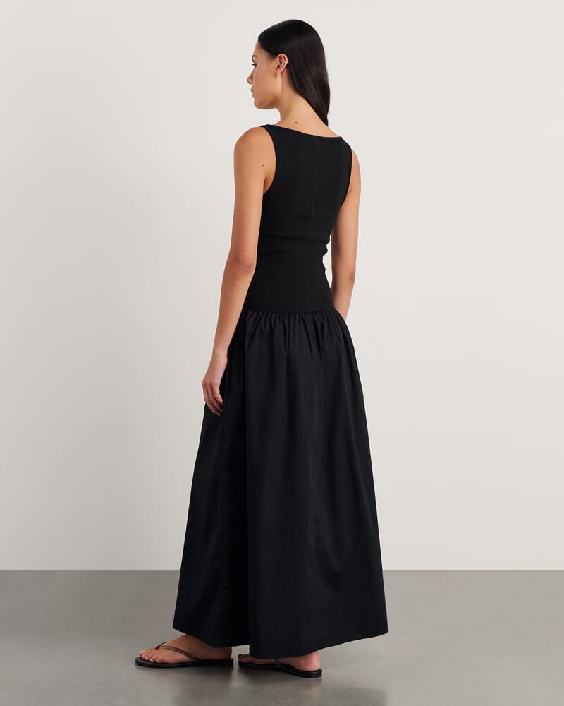 Emma Mixed Media Dress in BLACK