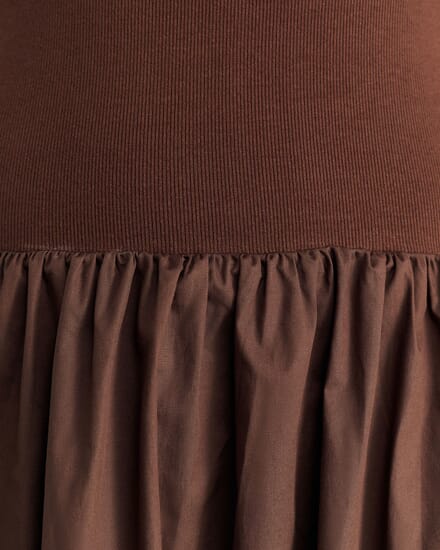 Emma Mixed Media Dress in DARK CHOCOLATE