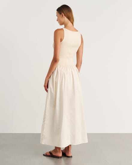 Emma Mixed Media Dress in NEUTRAL