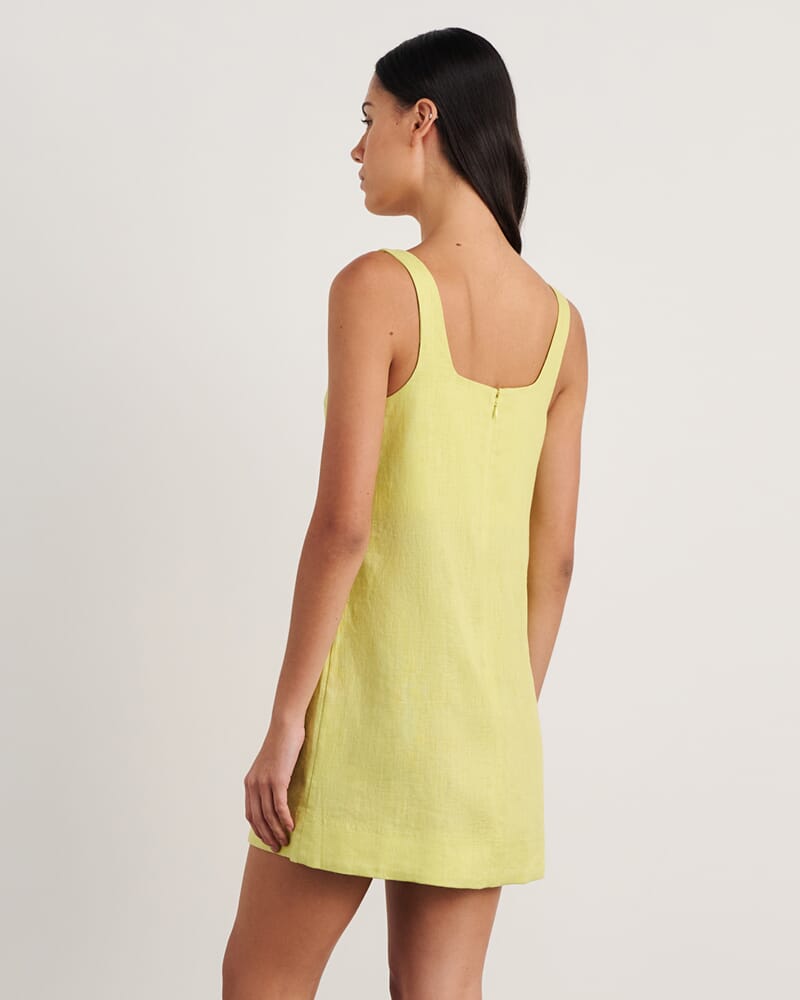 Kayla Linen Mini Dress in CITRUS