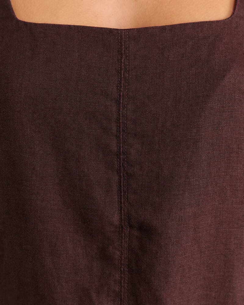 Kayla Linen Mini Dress in DARK CHOCOLATE