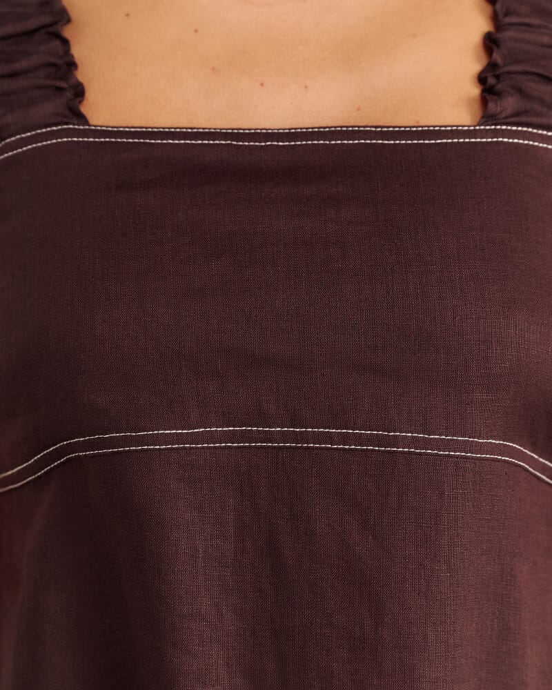 Roam Linen Maxi Dress in BROWN MULTI