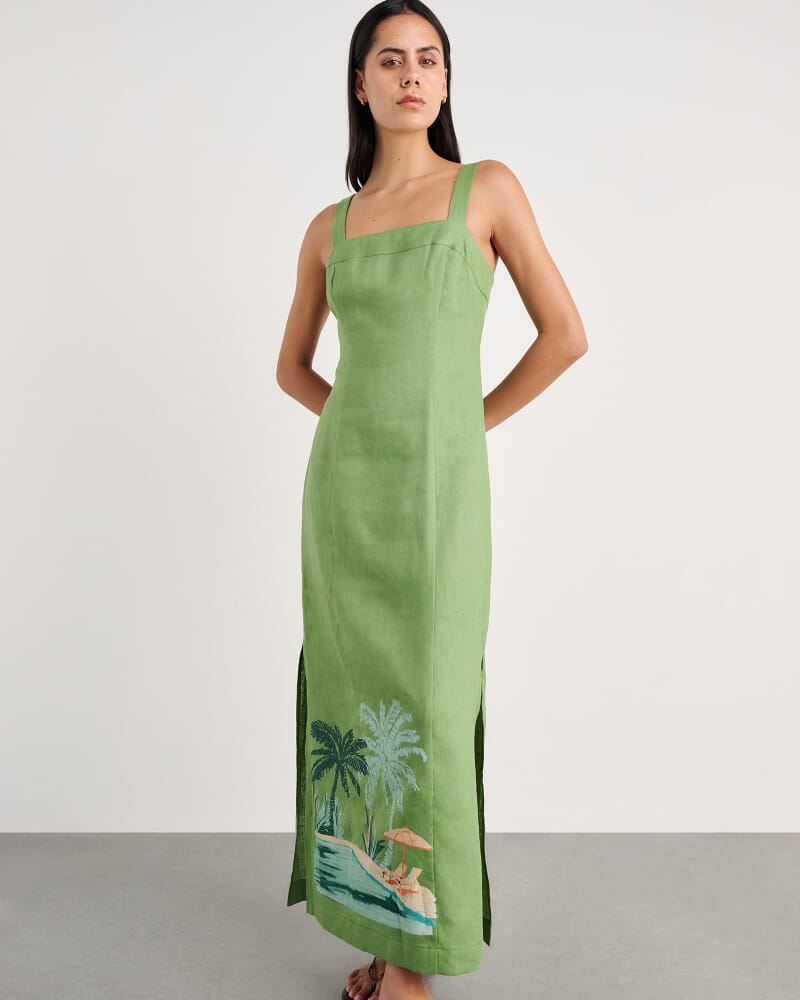 Sunlounger Maxi Dress in IVORY/MOSS