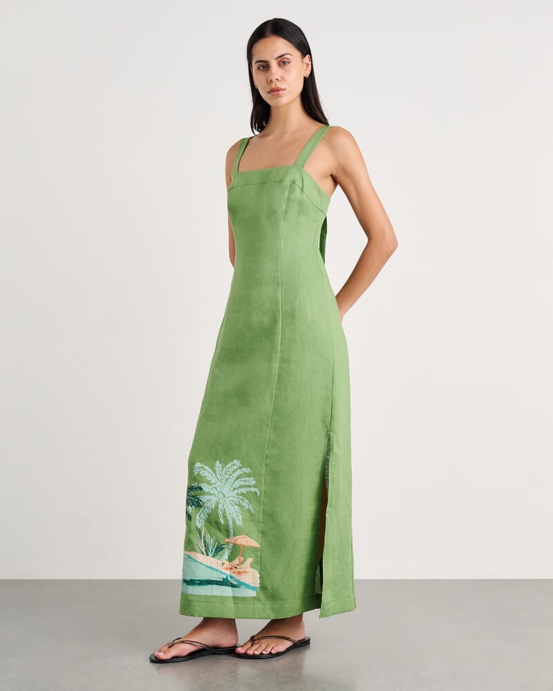 Sunlounger Maxi Dress in IVORY/MOSS