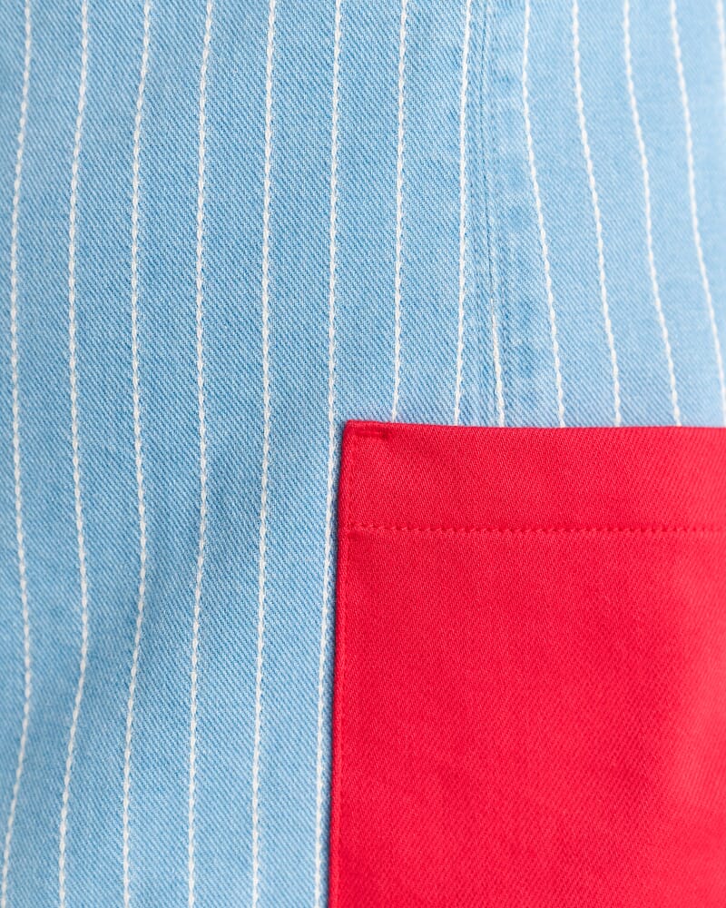 Nfw Stripe Denim Shift Dress in PALE BLUE/WHITE