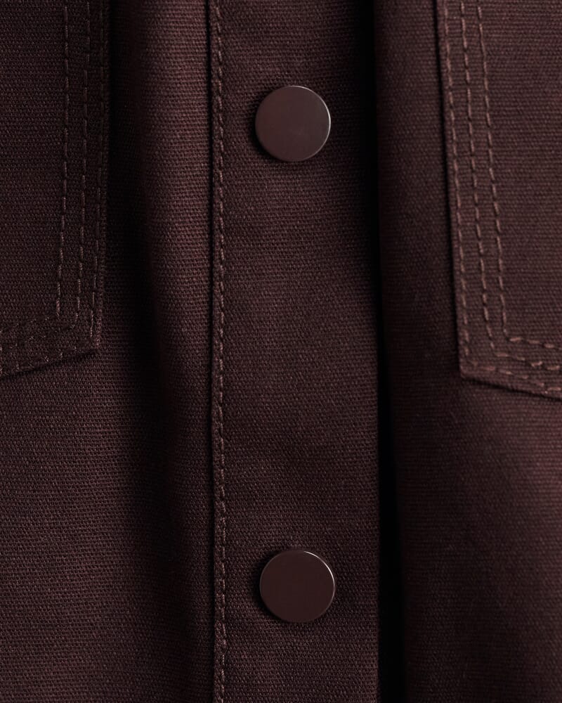 Canvas Utility Shirt Dress in DARK CHOCOLATE