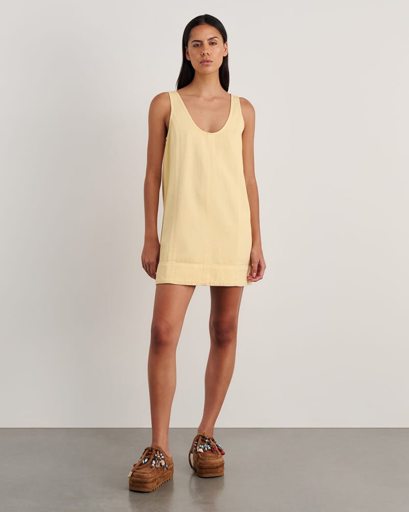 Loe Denim Mini Dress in BUTTER