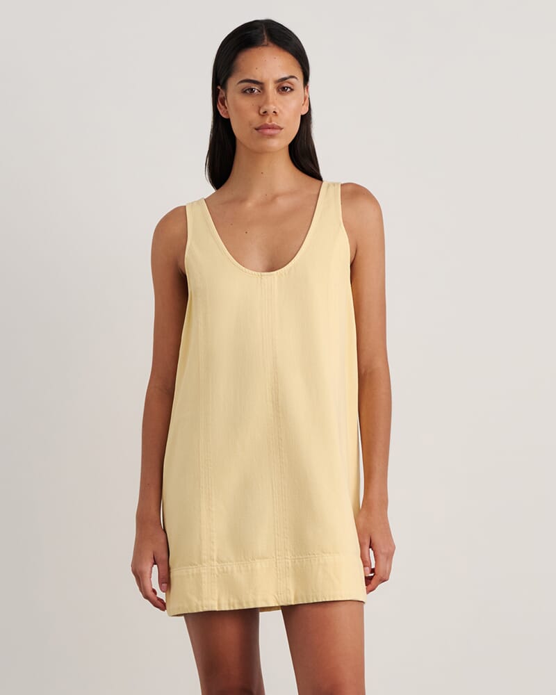 Loe Denim Mini Dress in BUTTER