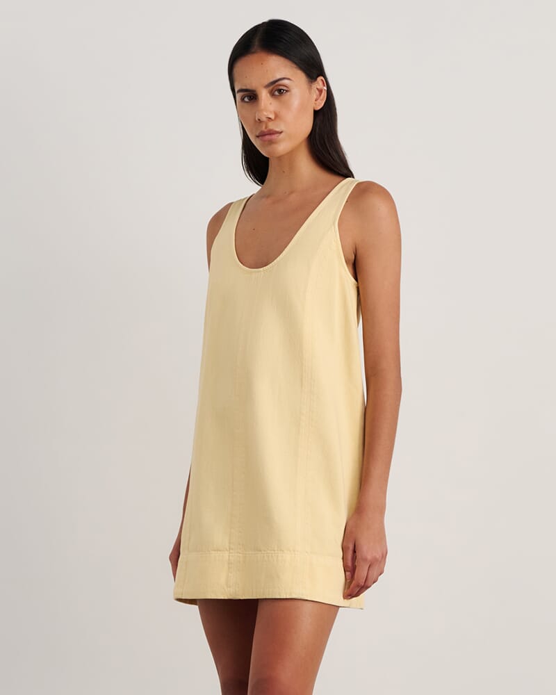 Loe Denim Mini Dress in BUTTER
