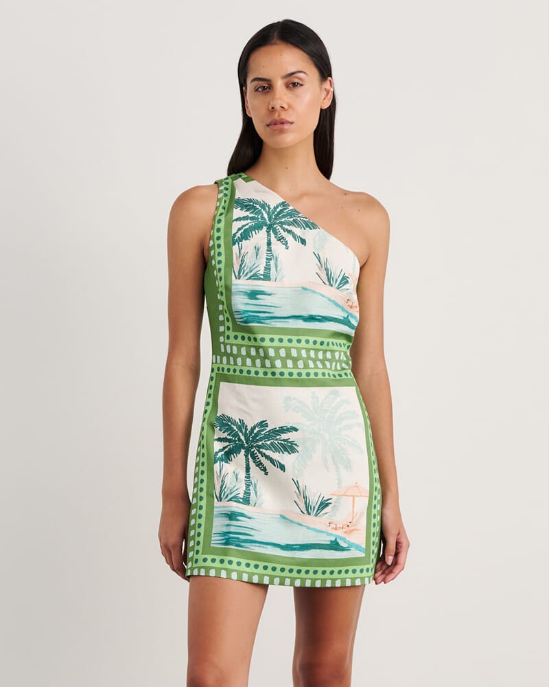 Sunlounger Mini Dress in IVORY/MOSS