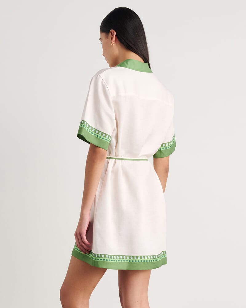 Sunlounger Mini Dress in IVORY/MOSS