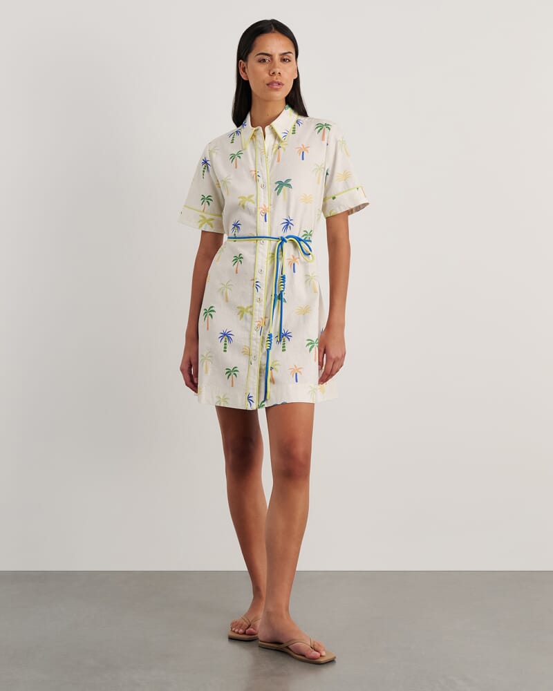 Palm Shirt Dress in IVORY/MULTI