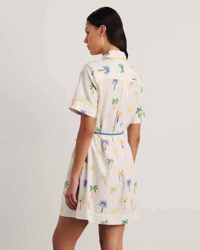 Palm Shirt Dress in IVORY/MULTI