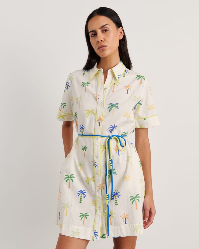 Palm Shirt Dress in IVORY/MULTI