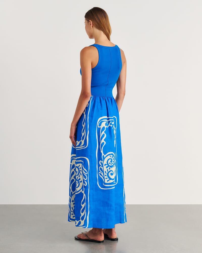 Ceezee Mixed Media Dress in BLUE MULTI