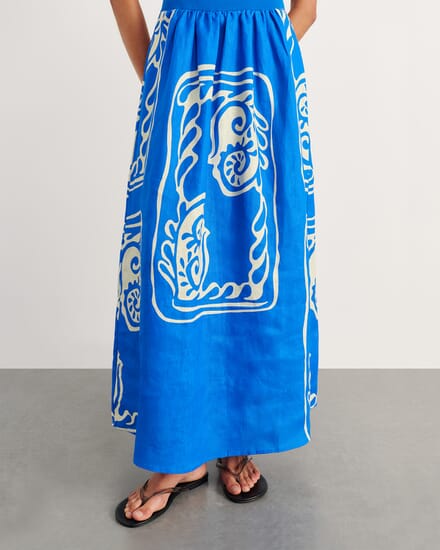 Ceezee Mixed Media Dress in BLUE MULTI