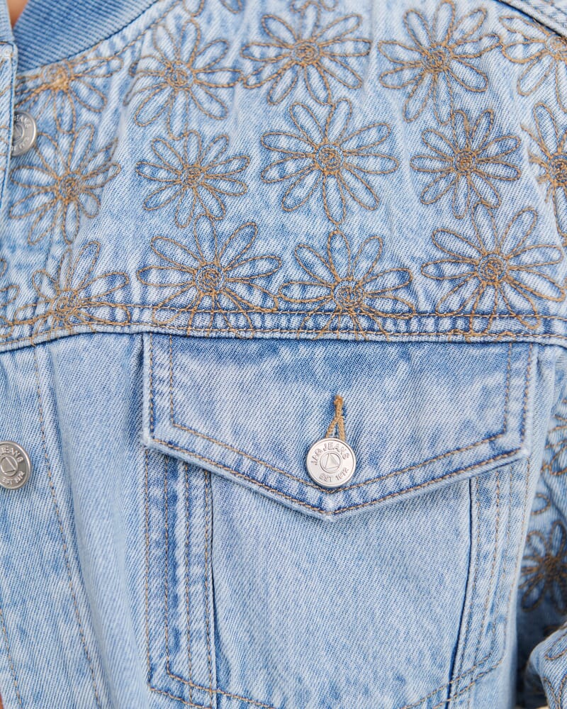 Fleur Bomber Jacket in MID BLUE WASH