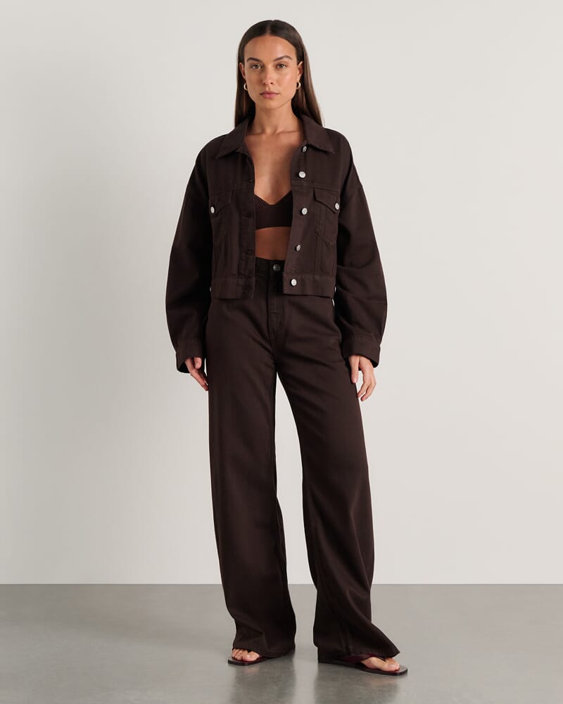 Loe Boxy Jacket in DARK CHOCOLATE