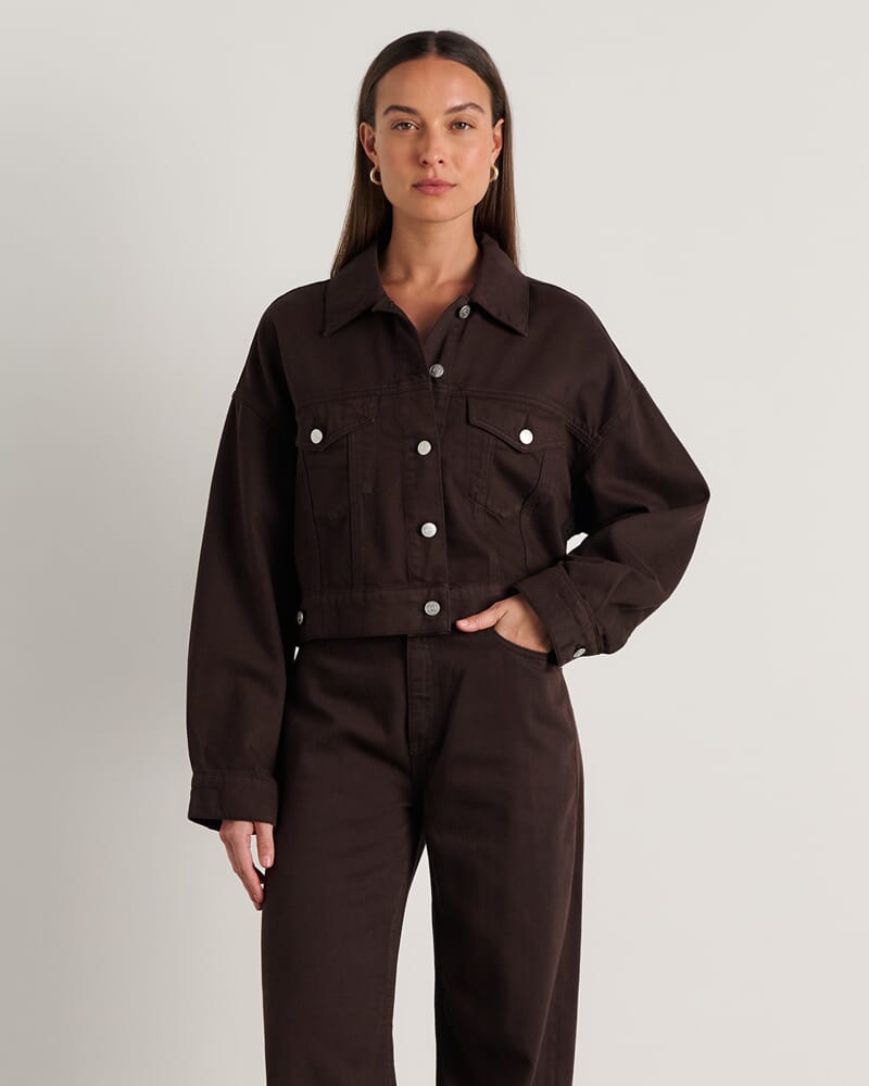 Loe Boxy Jacket in DARK CHOCOLATE