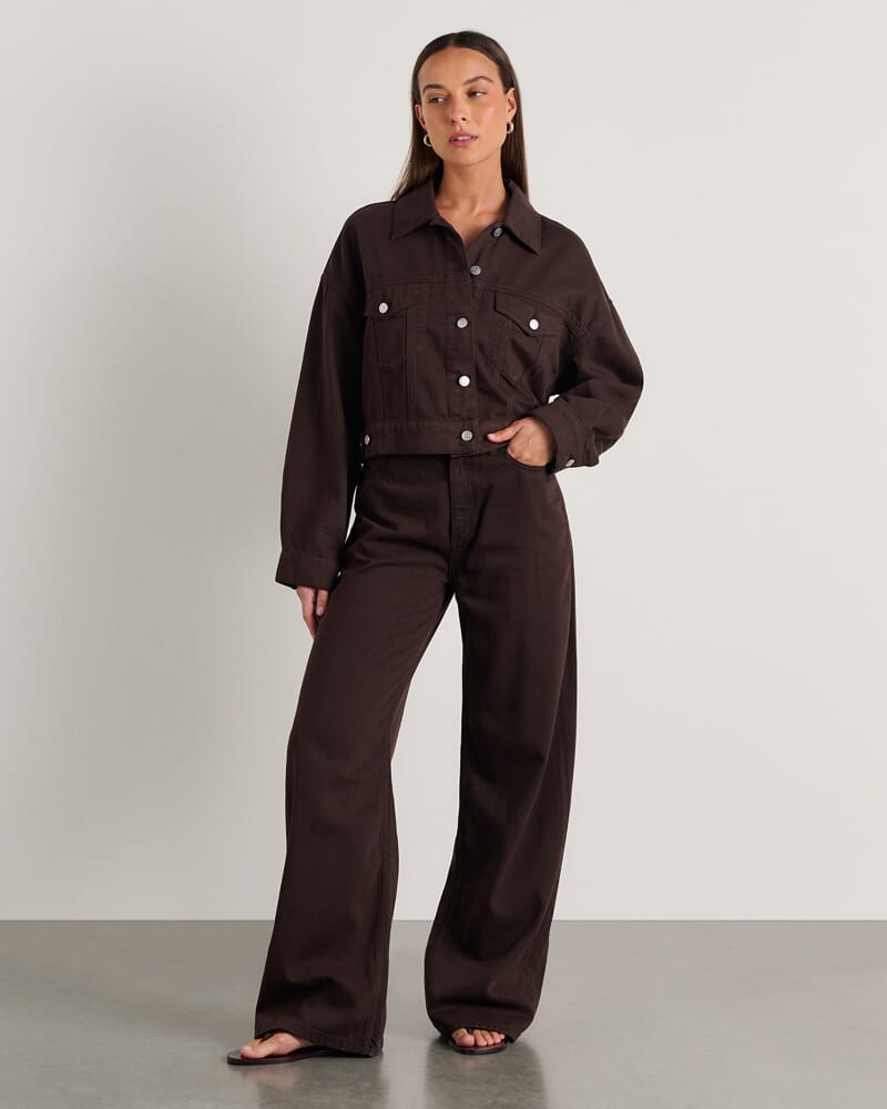 Loe Boxy Jacket in DARK CHOCOLATE