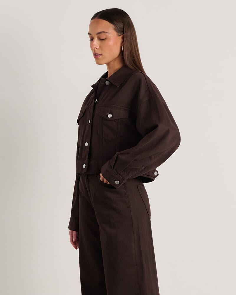 Loe Boxy Jacket in DARK CHOCOLATE