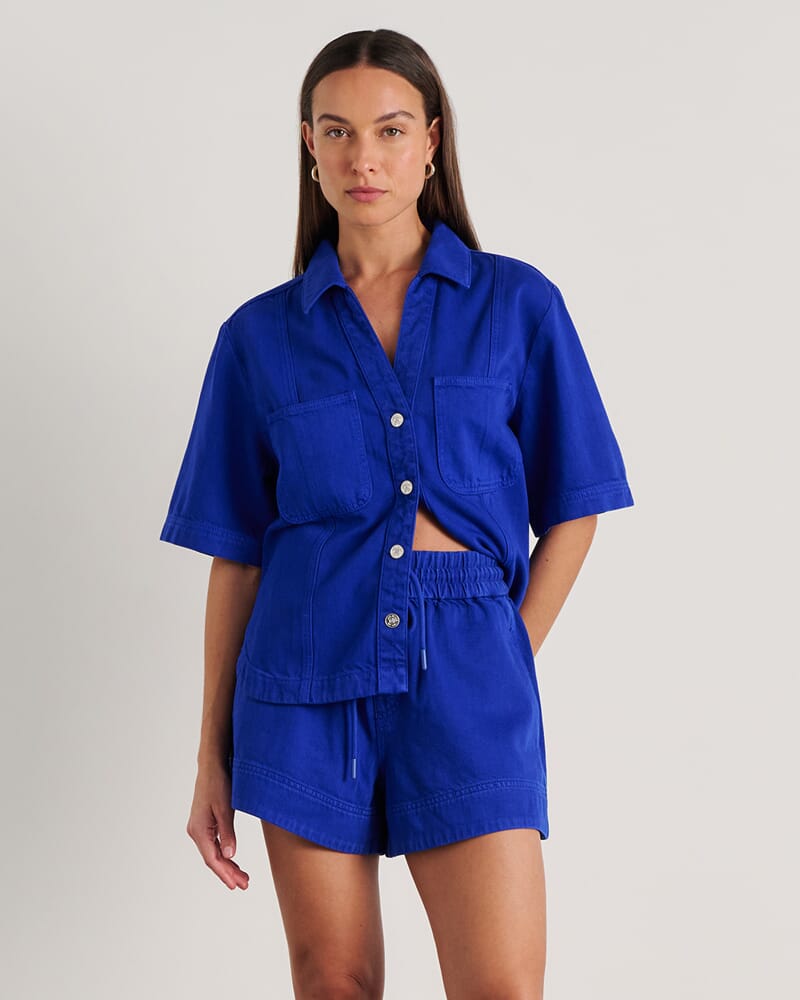 Loe Short Sleeve Shirt in COBALT