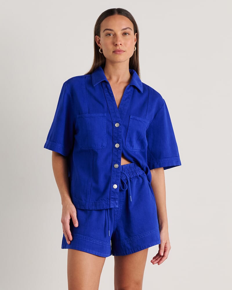 Loe Short Sleeve Shirt in COBALT