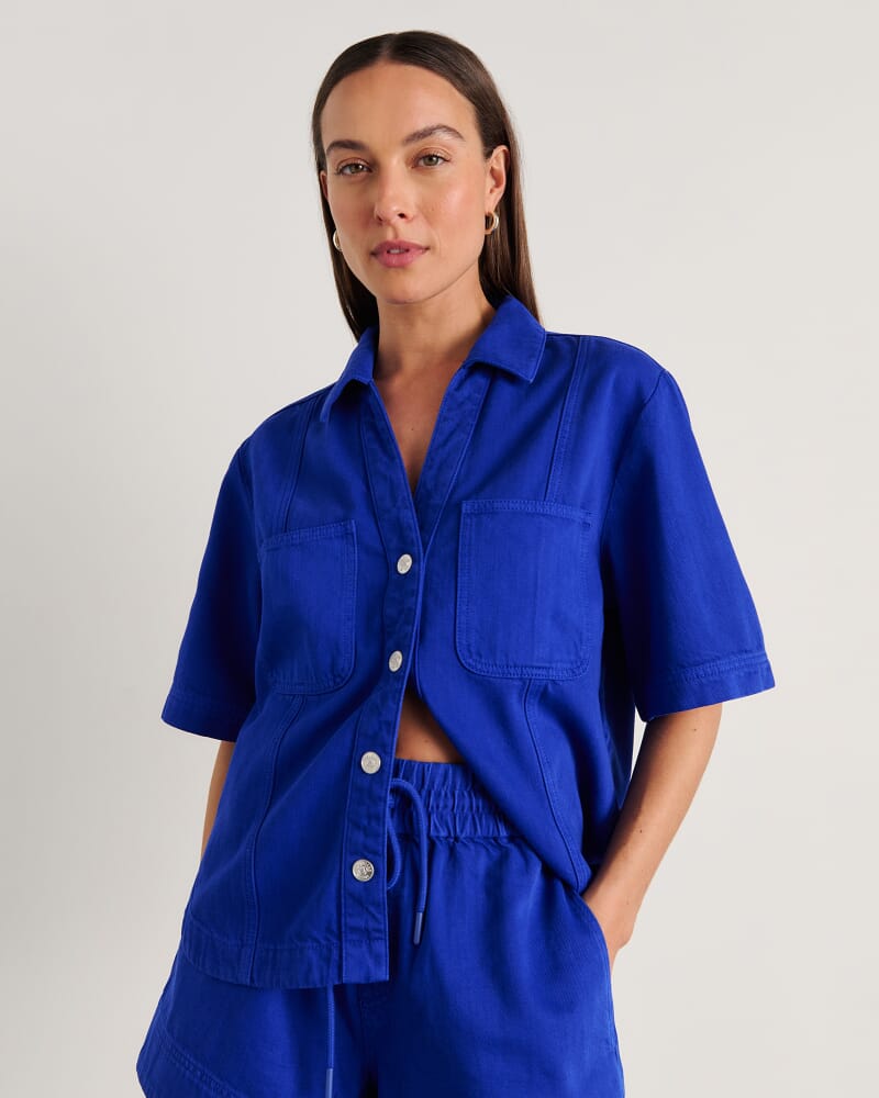 Loe Short Sleeve Shirt in COBALT