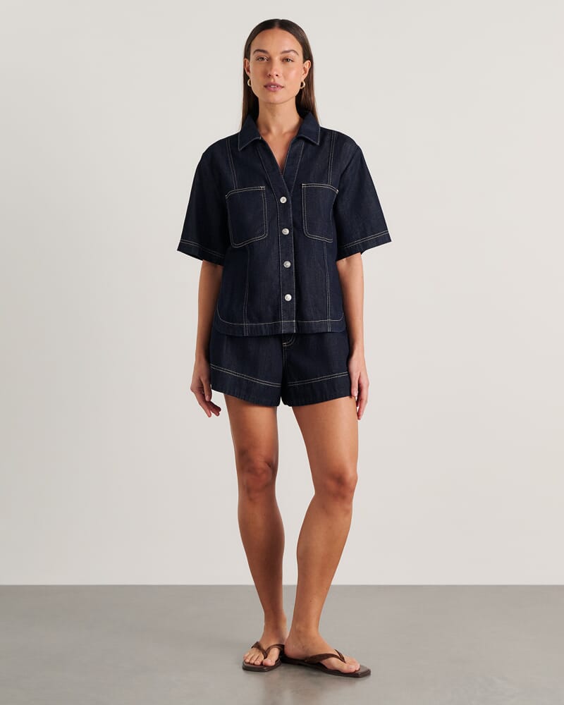 Loe Short Sleeve Shirt in RAW WASH