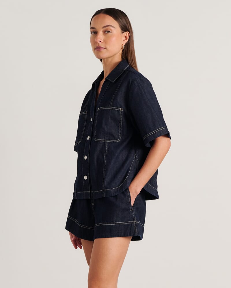 Loe Short Sleeve Shirt in RAW WASH