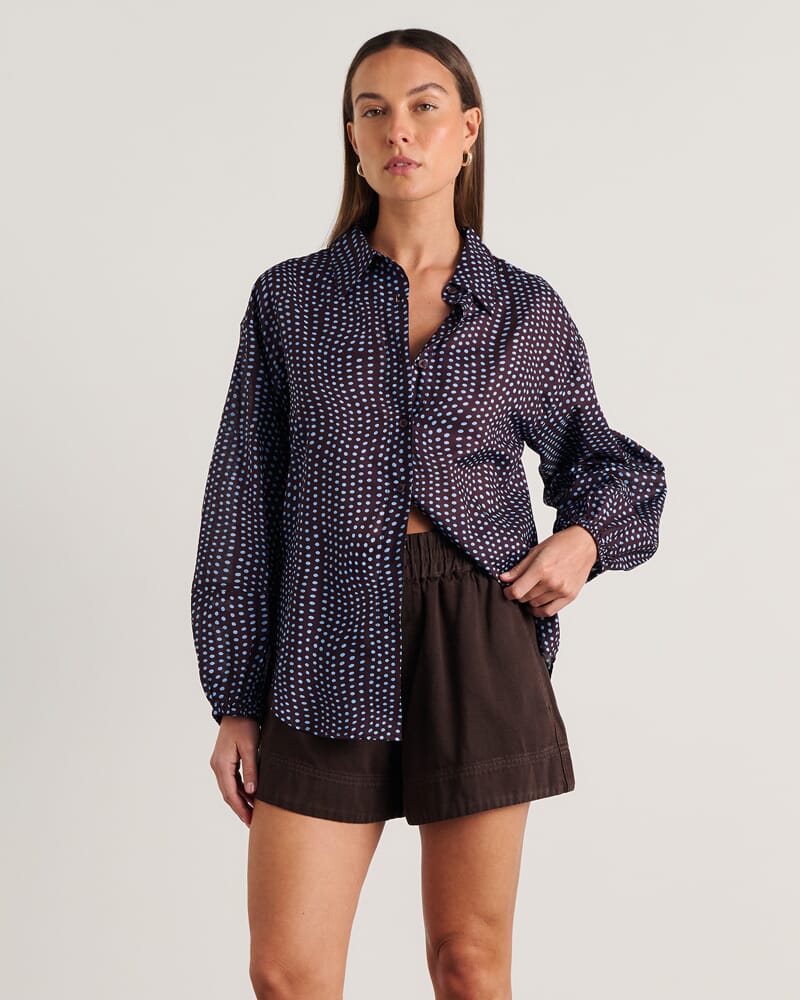 Ania Long Sleeve Shirt in BROWN MULTI