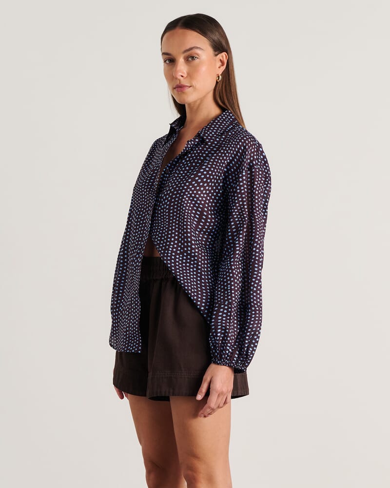 Ania Long Sleeve Shirt in BROWN MULTI