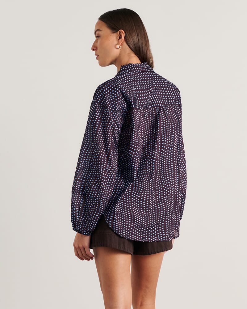 Ania Long Sleeve Shirt in BROWN MULTI