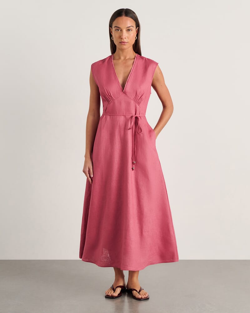 Lola Midi Dress in TEA ROSE