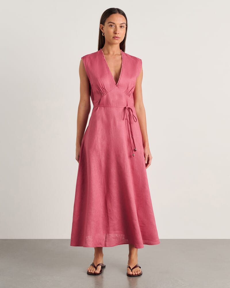 Lola Midi Dress in TEA ROSE