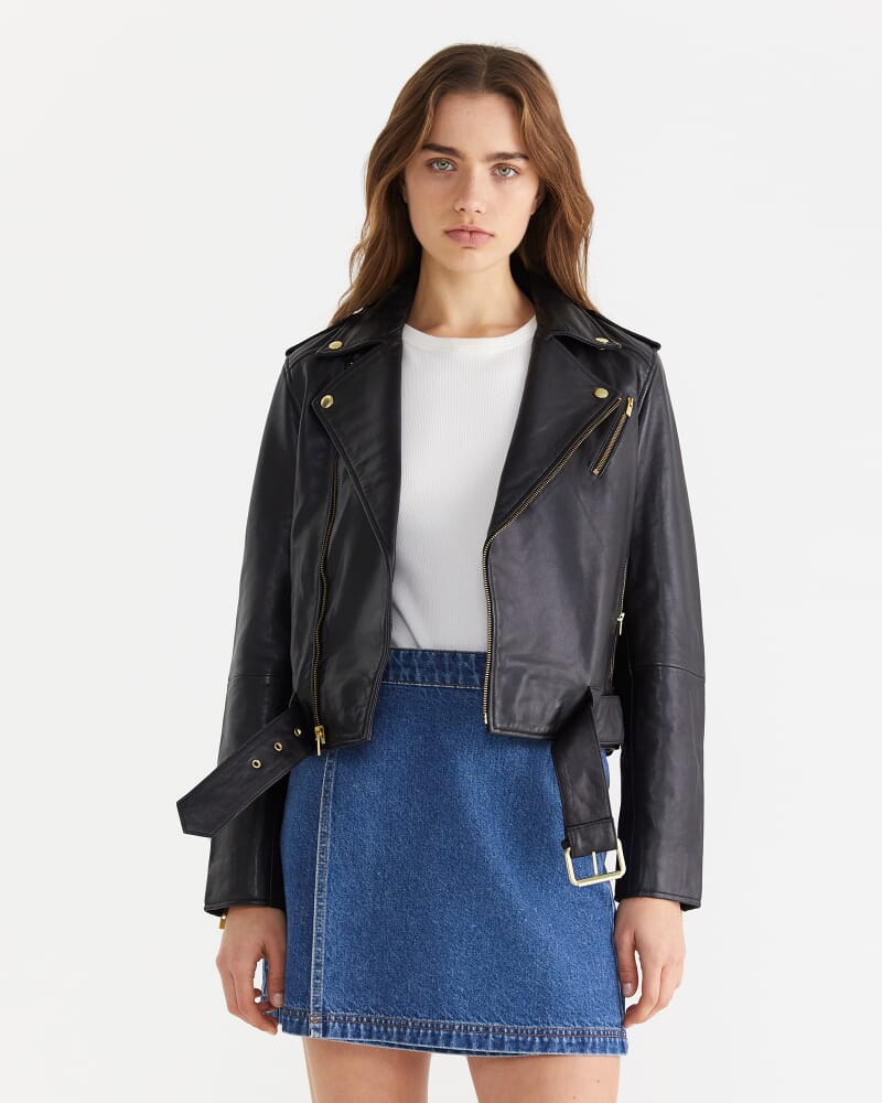 Quintana Leather Jacket in BLACK