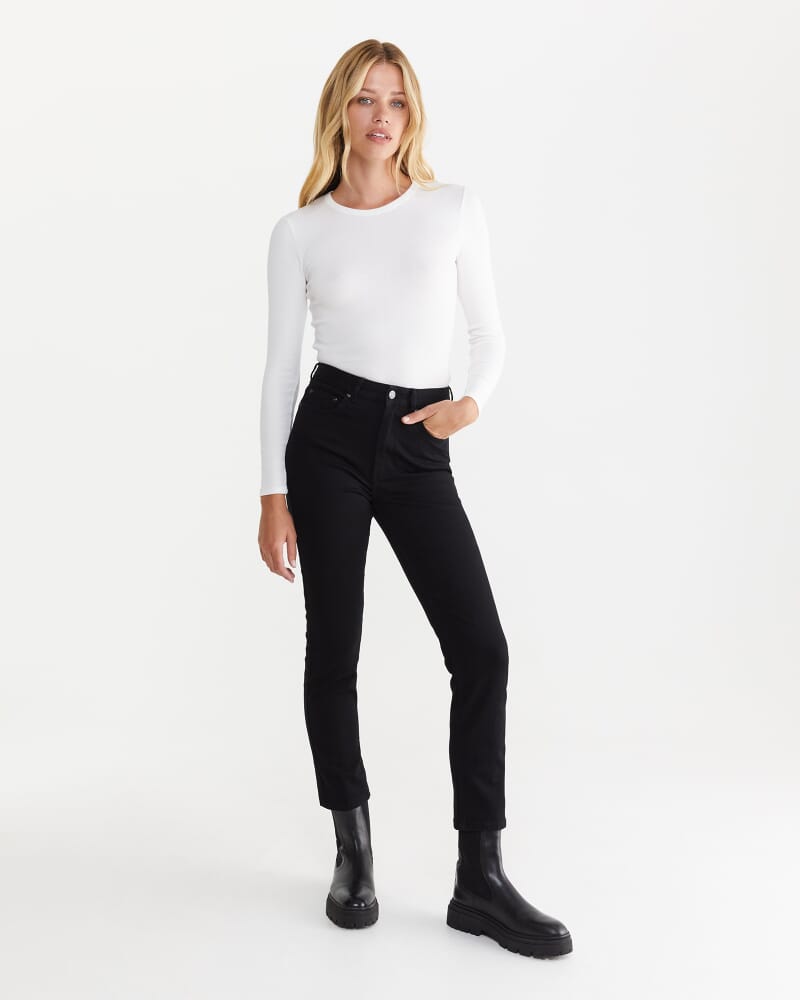 Bianca Ankle Grazer Jeans in BLACK
