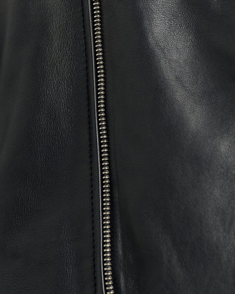 Leather Biker Jacket in BLACK