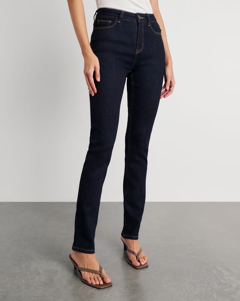 Bianca Slim Straight Jeans in RAW RINSE