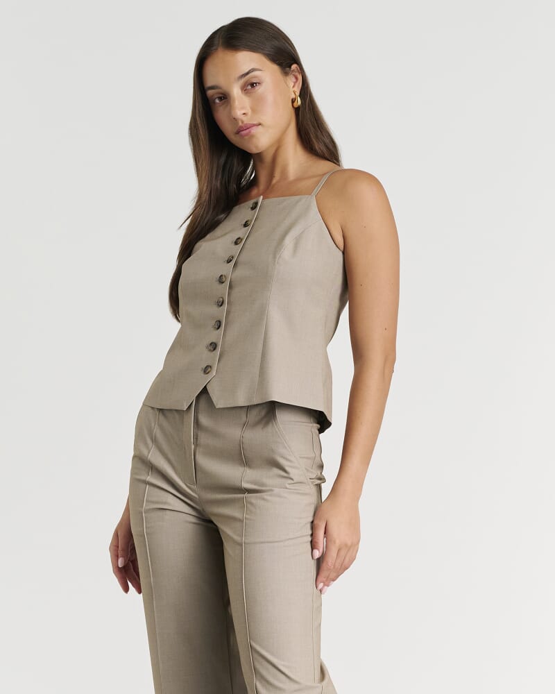 Gia Square Neck Vest in MUSHROOM