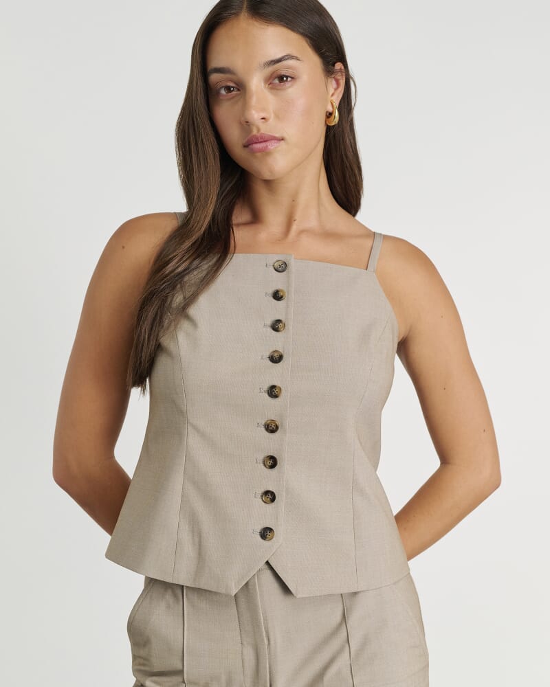 Gia Square Neck Vest in MUSHROOM