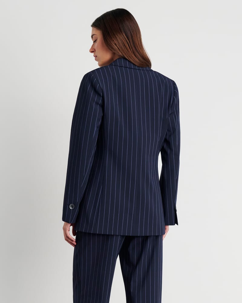 Gia Relaxed Pinstripe Blazer in NAVY/WHITE
